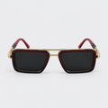Luxury Square Aviator Sunglasses – Burgundy & Gold Double-Bridge Tinted Eyewear