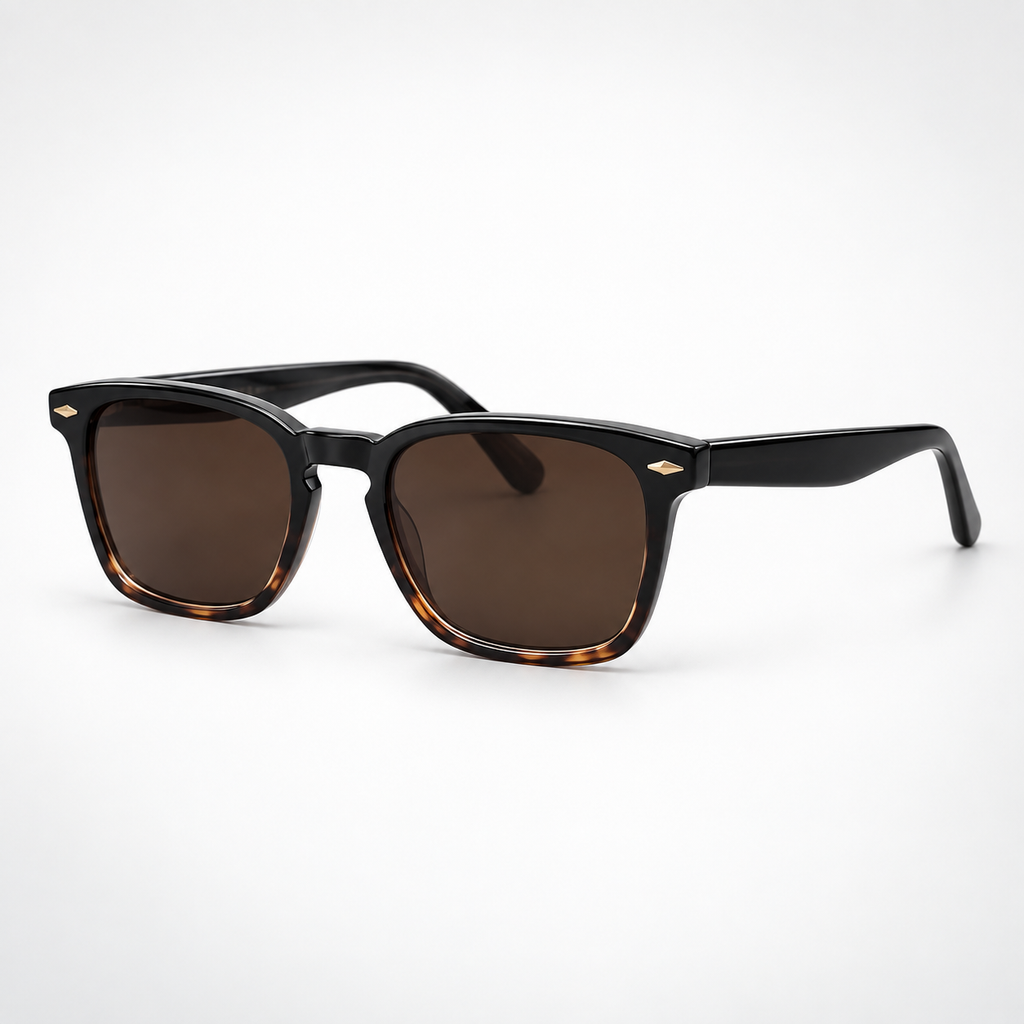 Retro Black & Havana Gradient Square Sunglasses – Polarized Brown Lens Eyewear