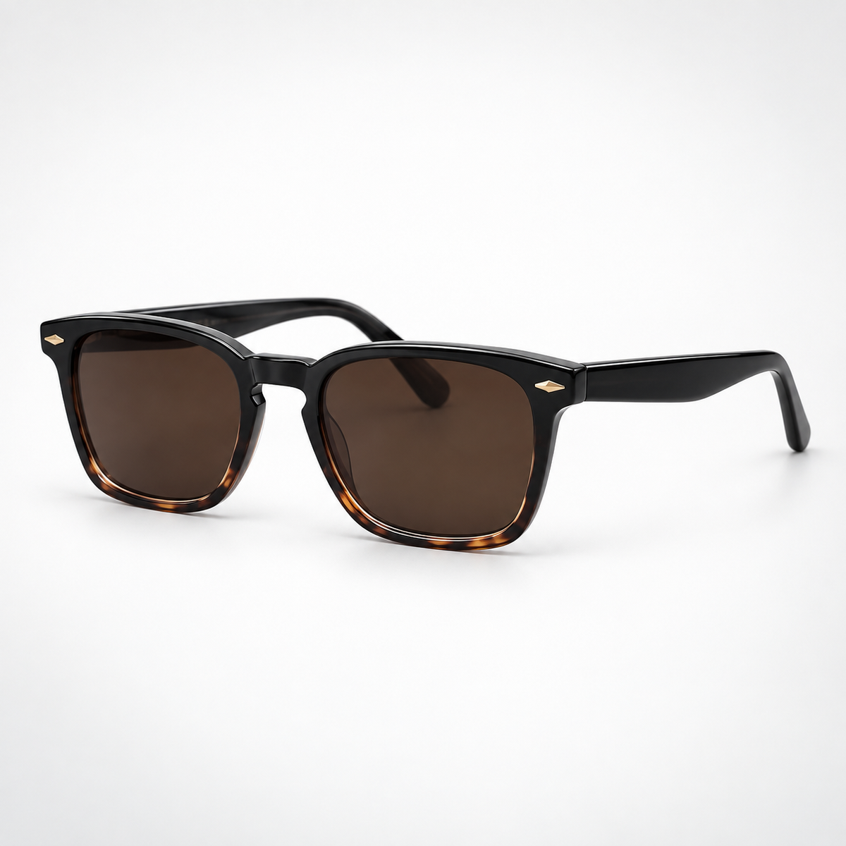 Retro Black & Havana Gradient Square Sunglasses – Polarized Brown Lens Eyewear