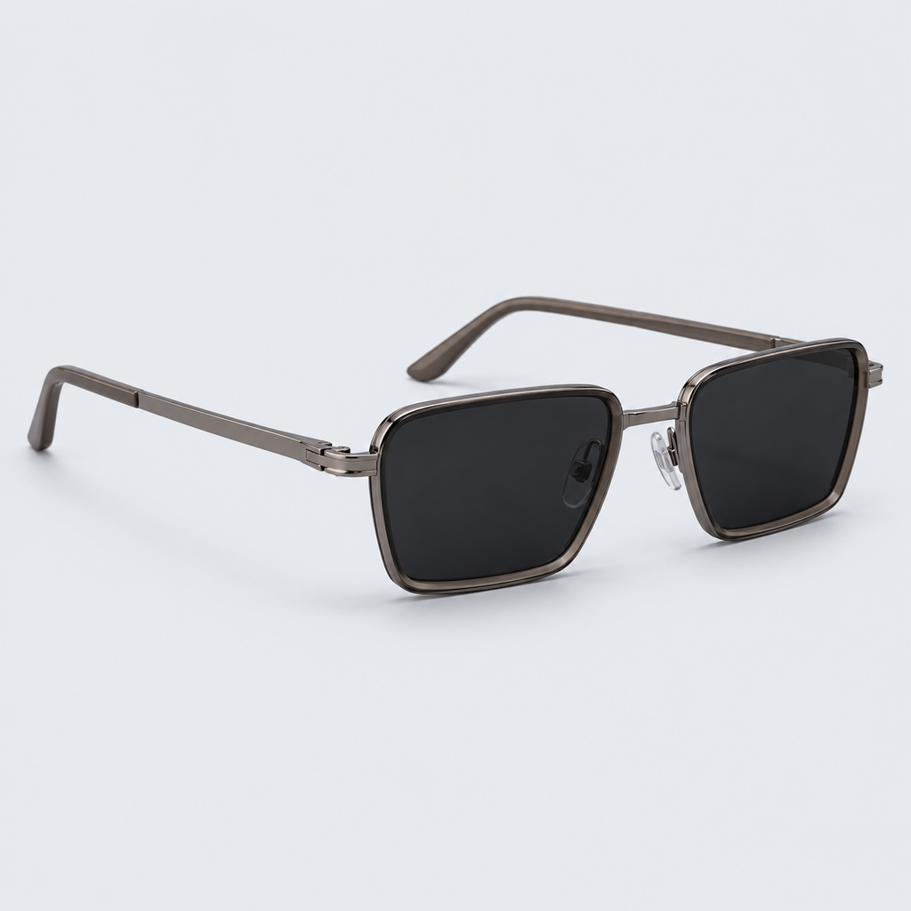 Vintage Square Metal Frame Sunglasses – Gunmetal Polarized Retro Tinted Eyewear