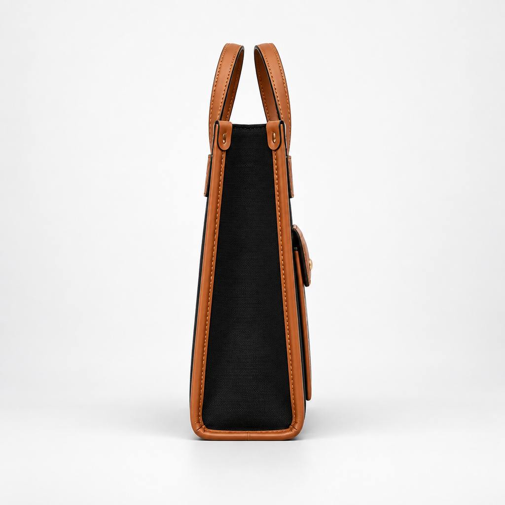Burberry Horseferry Print Canvas and Leather Tote Bag - Black/Tan