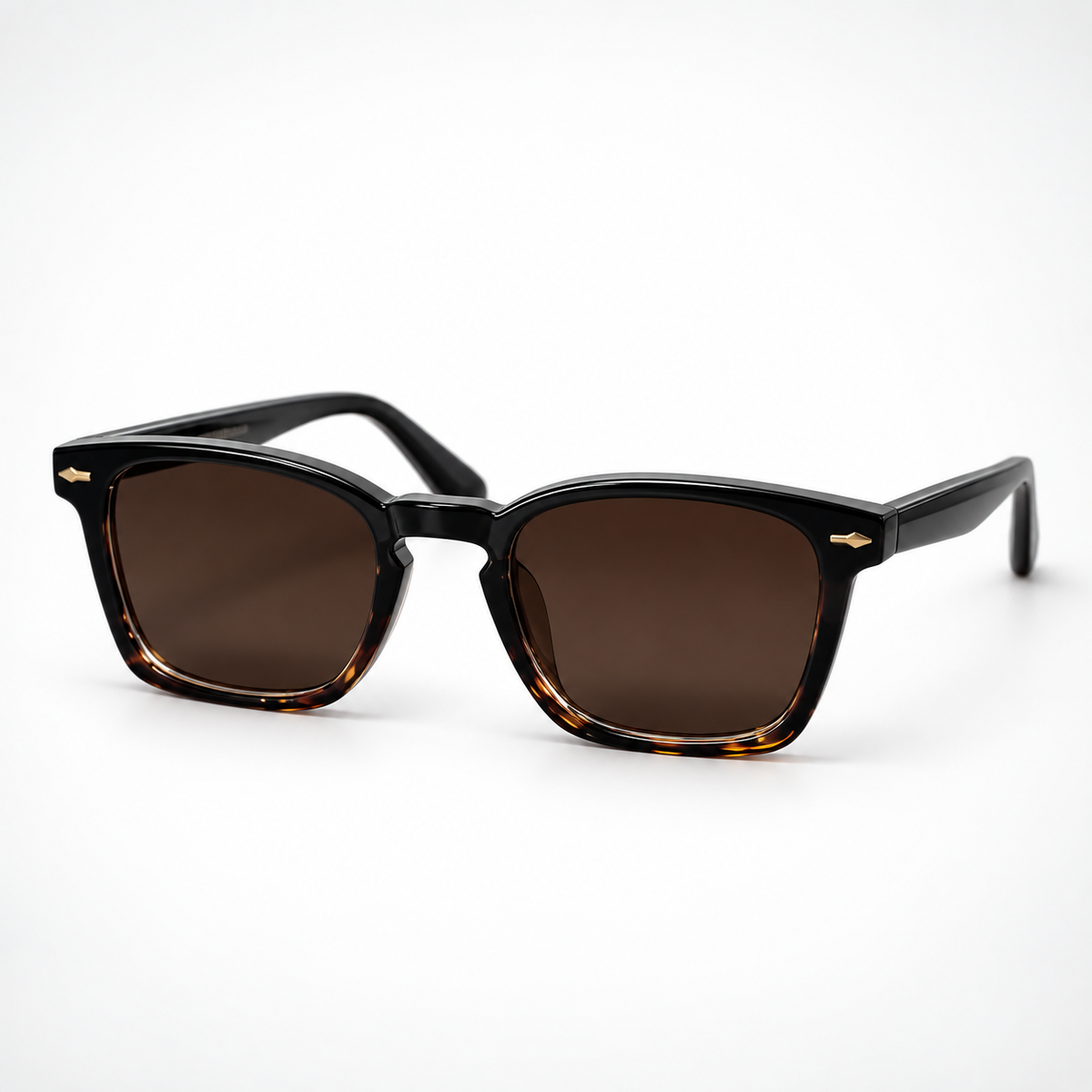Retro Black & Havana Gradient Square Sunglasses – Polarized Brown Lens Eyewear