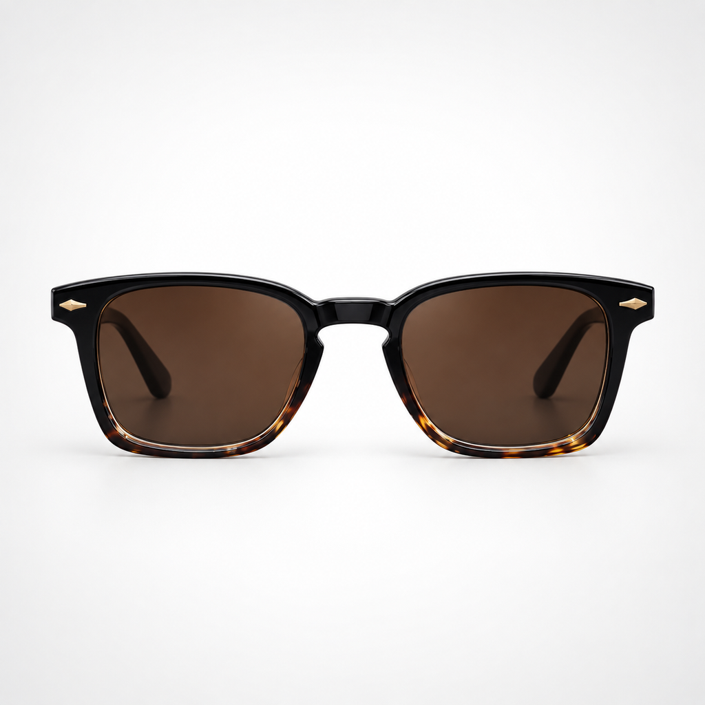 Retro Black & Havana Gradient Square Sunglasses – Polarized Brown Lens Eyewear
