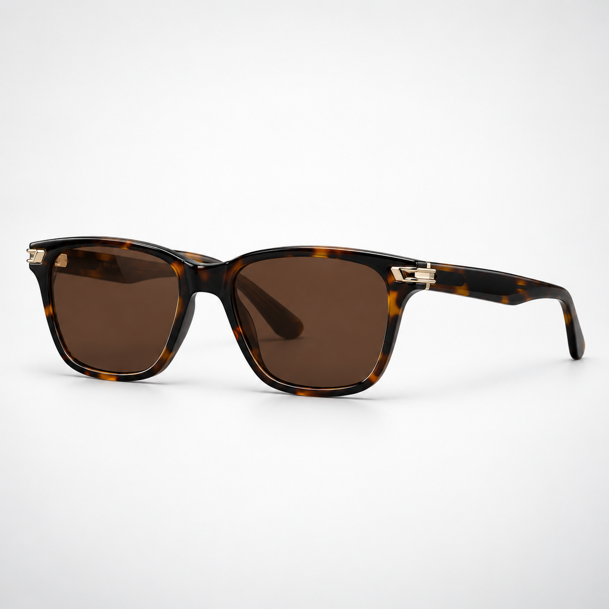 Classic Tortoiseshell Square Sunglasses with Gold Accents – Brown Tint UV400 Eyewear