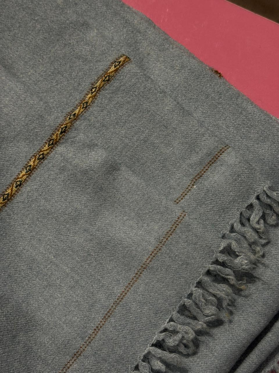 Blue-Grey Pattu with Woven Border