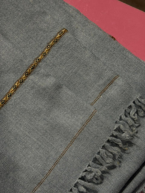 Blue-Grey Pattu with Woven Border