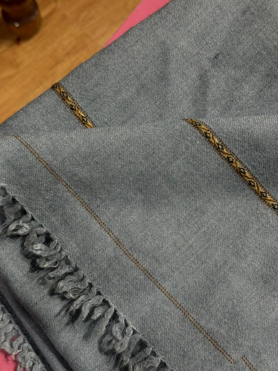 Blue-Grey Pattu with Woven Border