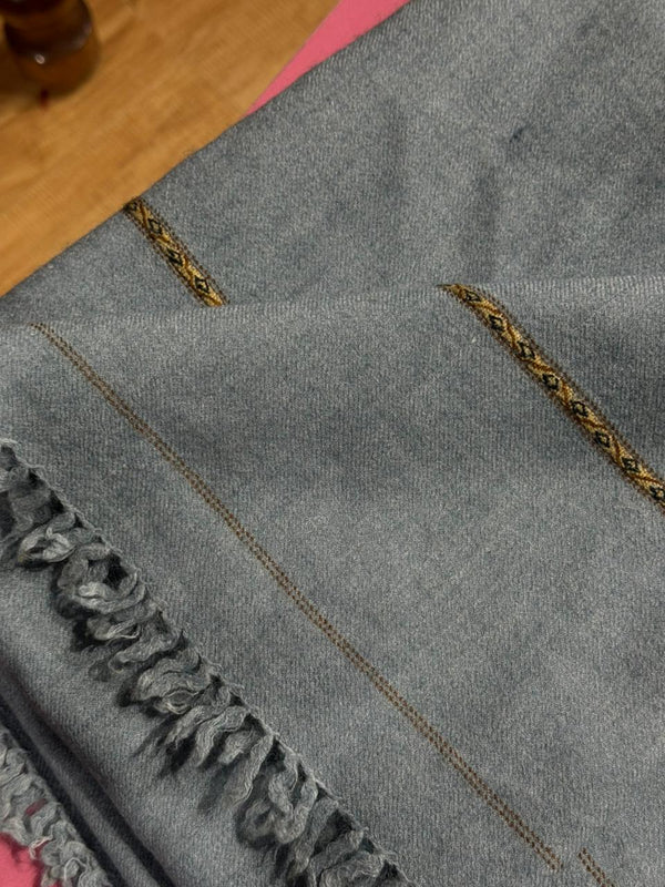 Blue-Grey Pattu with Woven Border