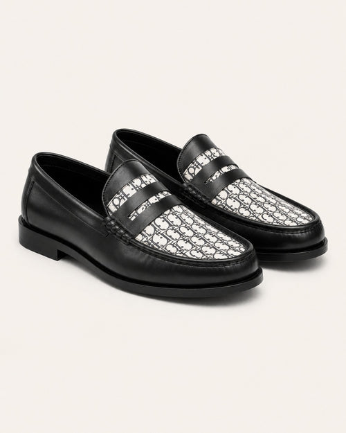 A Classic Dior Black & White Monogram Penny Loafers