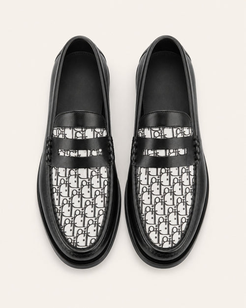 A Classic Dior Black & White Monogram Penny Loafers
