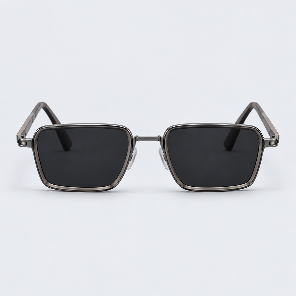 Vintage Square Metal Frame Sunglasses – Gunmetal Polarized Retro Tinted Eyewear