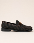 A Classic LV-Inspired Signature Monogram Penny Loafers