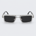 Mach-Style Square Aviator Sunglasses – Silver Double-Bridge Clear Frame Tinted Eyewear