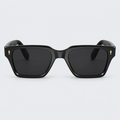 Thick Frame Black Square Sunglasses with Gold Rivets – Polarized Retro Eyewear