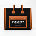 Burberry Horseferry Print Canvas and Leather Tote Bag - Black/Tan