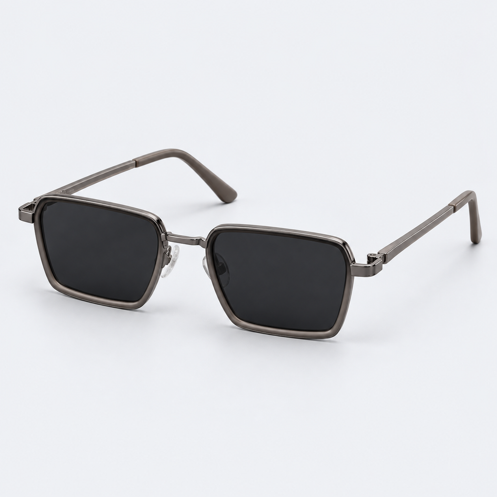 Vintage Square Metal Frame Sunglasses – Gunmetal Polarized Retro Tinted Eyewear
