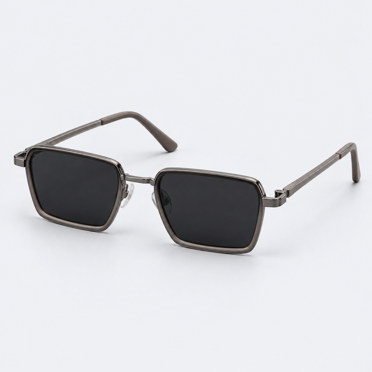 Vintage Square Metal Frame Sunglasses – Gunmetal Polarized Retro Tinted Eyewear