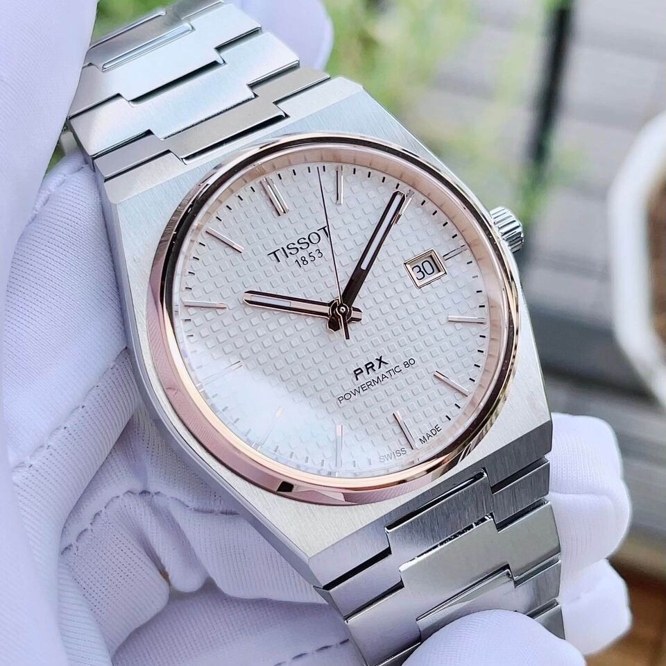 Tissot PRX Powermatic 80 Grey Stainless Steel Silver Dial Automatic Watch for Men’s- Tissot