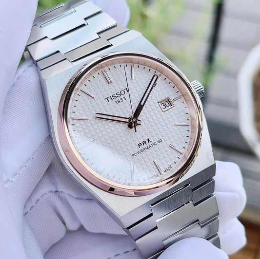 Tissot PRX Powermatic 80 Grey Stainless Steel Silver Dial Automatic Watch for Men’s- Tissot