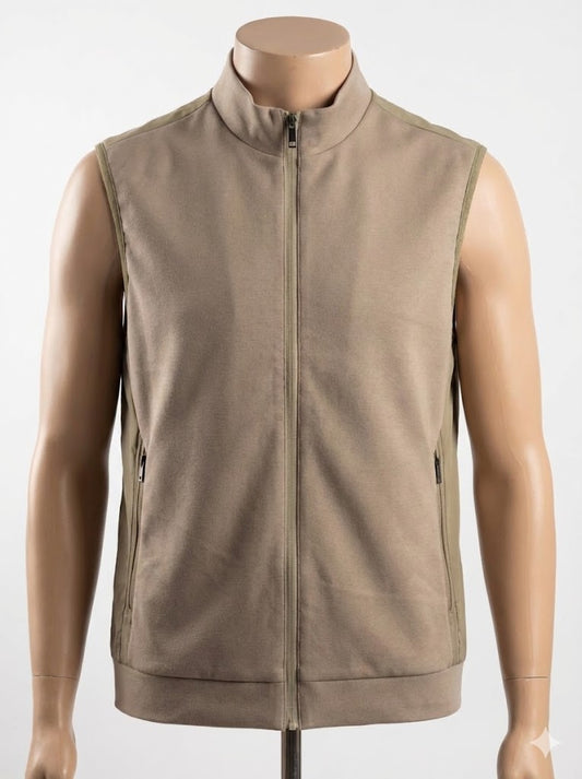 Beige Zip-Up Active Vest