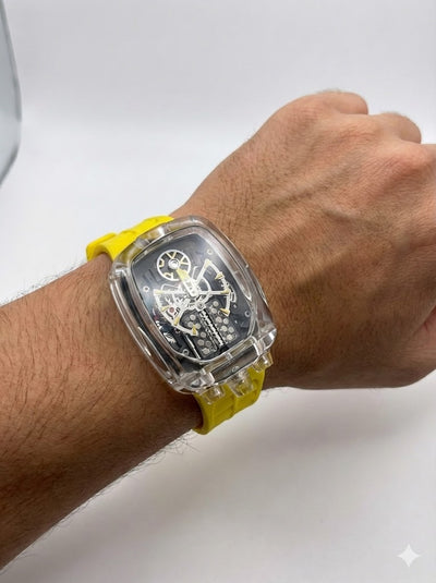 Futuristic Transparent Yellow Mechanical Watch