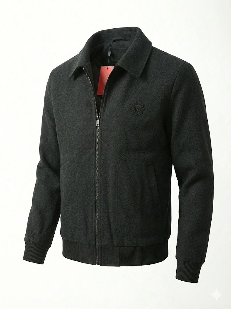 Black Textured Zip Bomber Jacket