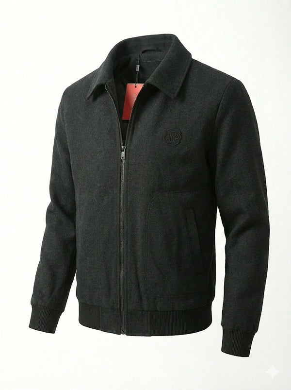 Black Textured Zip Bomber Jacket