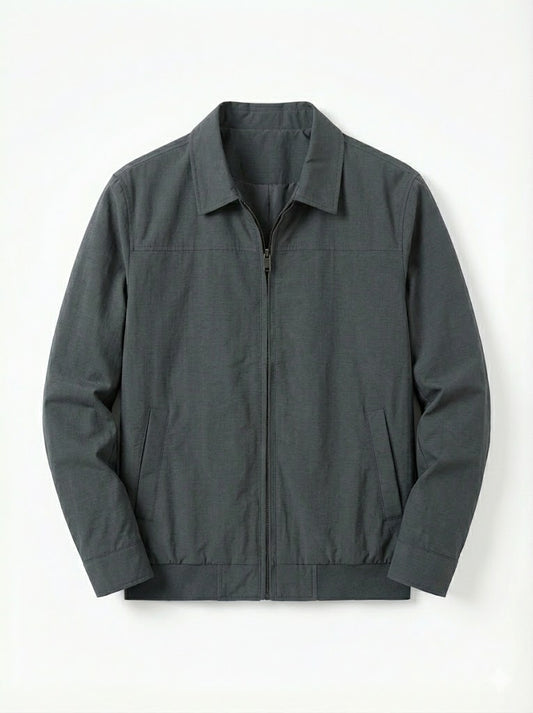 Men's Modern Grid-Texture Jacket – Charcoal Grey