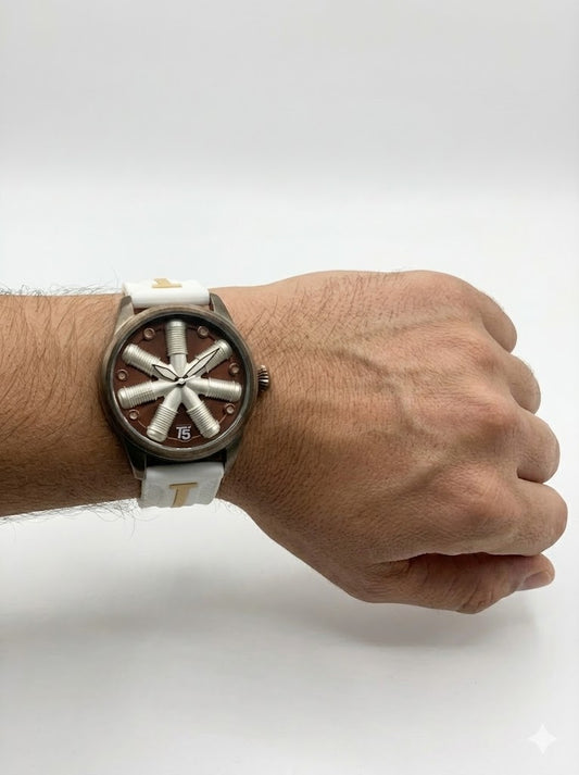 T5 White Radial Engine Watch