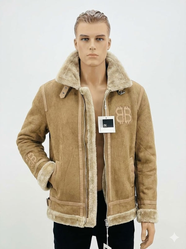 Camel Suede Shearling Jacket