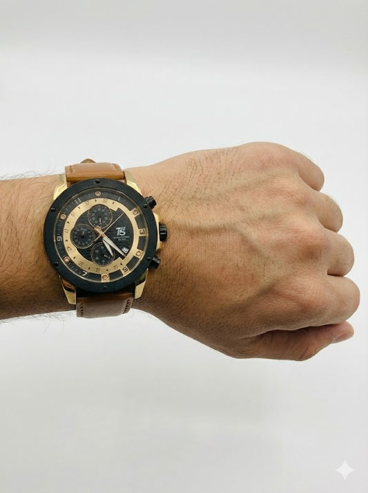 T5 Men's Gold Chronograph Watch