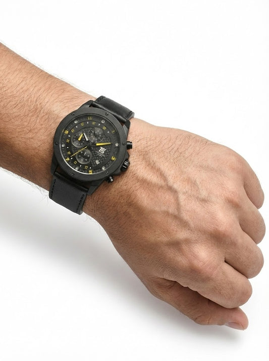T5 Black Chronograph Leather Watch