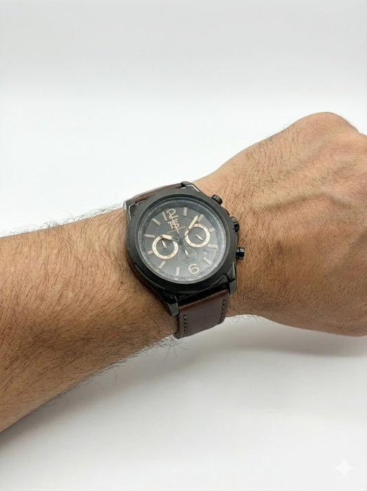 T5 Men's Brown Leather Chronograph