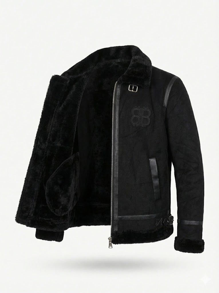 The Monochrome Suede & Shearling Aviator Jacket