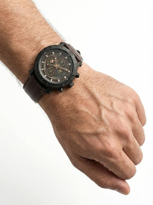 T5 Rugged Leather Chronograph Watch