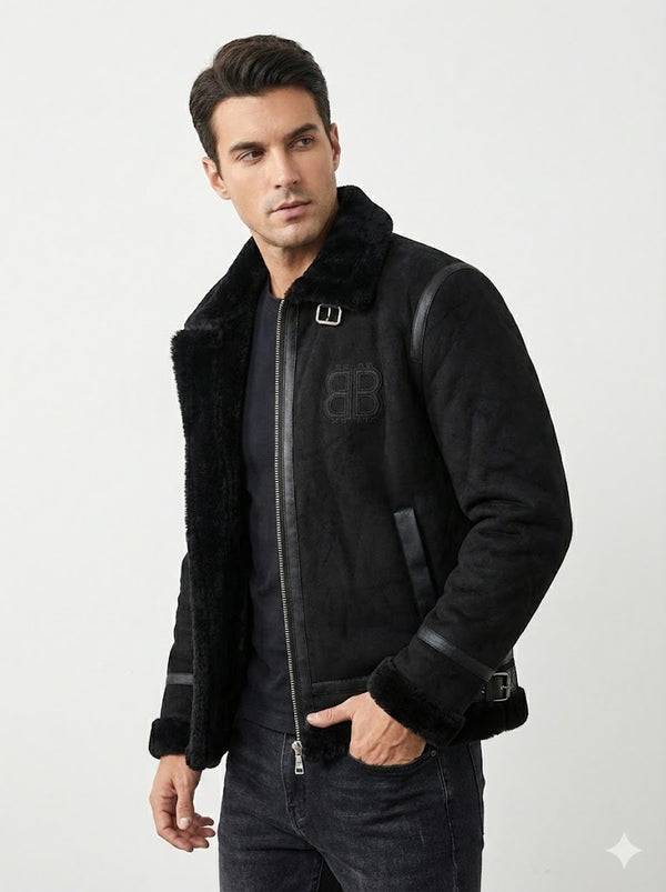 The Monochrome Suede & Shearling Aviator Jacket